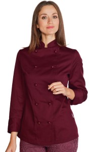 Bluza Kucharska Damska Szefa Kuchni Lady Chef Jacket 057503 Bordowa Isacco