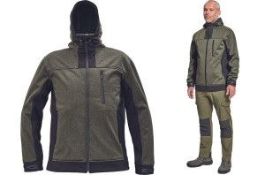 Kurtka Softshell Z Kapturem Wodoodporny Bluza Huyer Cerva Czarna 300 G/m2