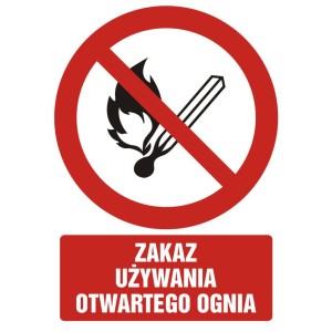 Znak Bhp - Zakaz Używania Otwartego Ognia - Gc054 Dj Pn