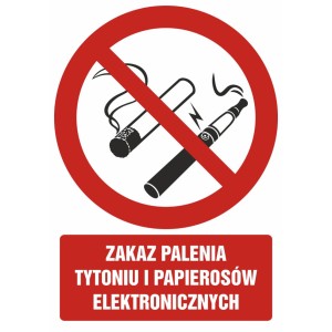 Znak Bhp - Zakaz Palenia Tytoniu I Papierosów Elektronicznych - Gc071 Dj Pn