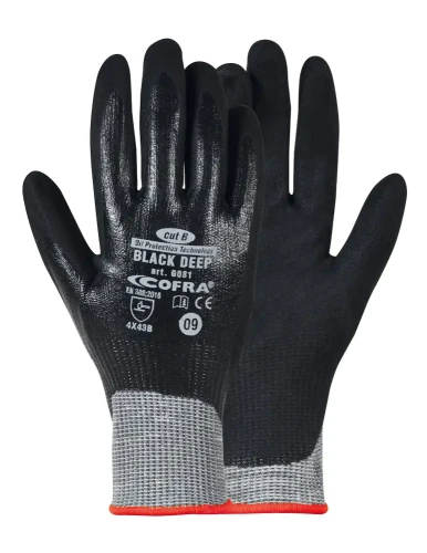 Rękawice ochronne robocze antyprzecięciowe olejoodporne Black Deep Cofra